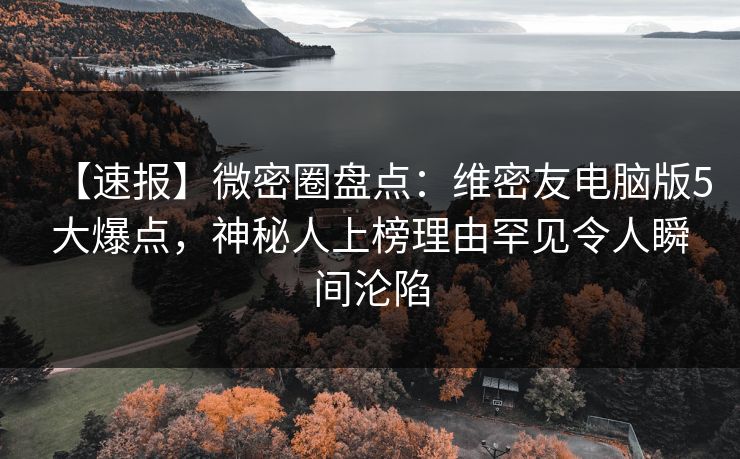 【速报】微密圈盘点：维密友电脑版5大爆点，神秘人上榜理由罕见令人瞬间沦陷