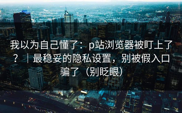 我以为自己懂了：p站浏览器被盯上了？｜最稳妥的隐私设置，别被假入口骗了（别眨眼）